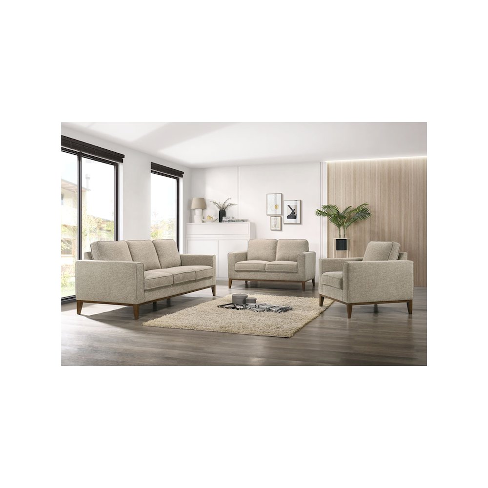 Porter Designs Annie Wood Trim Loveseat, Cream