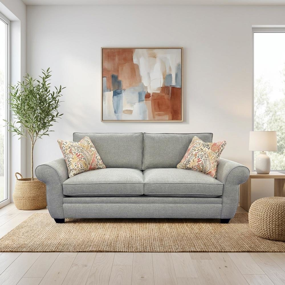 Transitional Fabric-Upholstered Sofa with Modern Farmhouse Style for Living Room