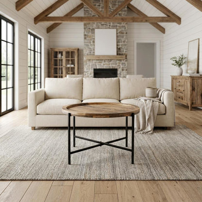 Solid Wood Industrial Loft Farmhouse Coffee Table for Living Room