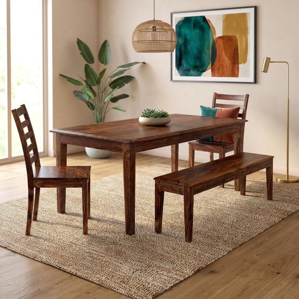 Solid Sheesham Wood Rectangular Dining Table for Dining Room