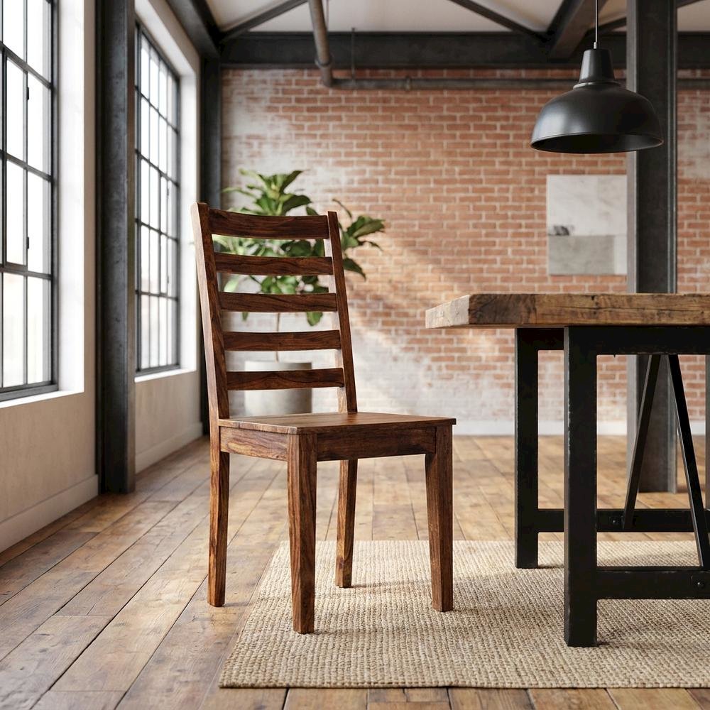 Solid Sheesham Wood Modern Farmhouse Dining Chair for Kitchen or Dining Room