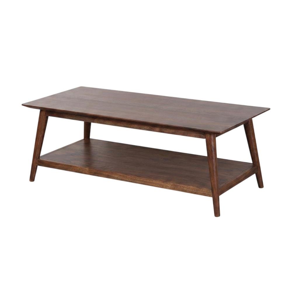 Solid Acacia Wood Coffee Table with Mid-Century Modern Style for Living Room