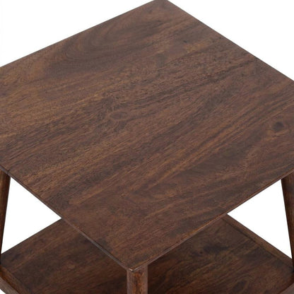 Solid Acacia Wood Mid-Century Modern End Table for Living Room