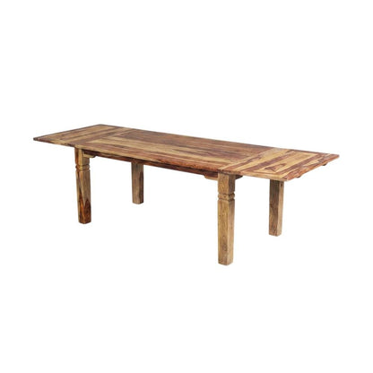Solid Sheesham Wood Extendable Dining Table with Expandable Leaf for Dining Room