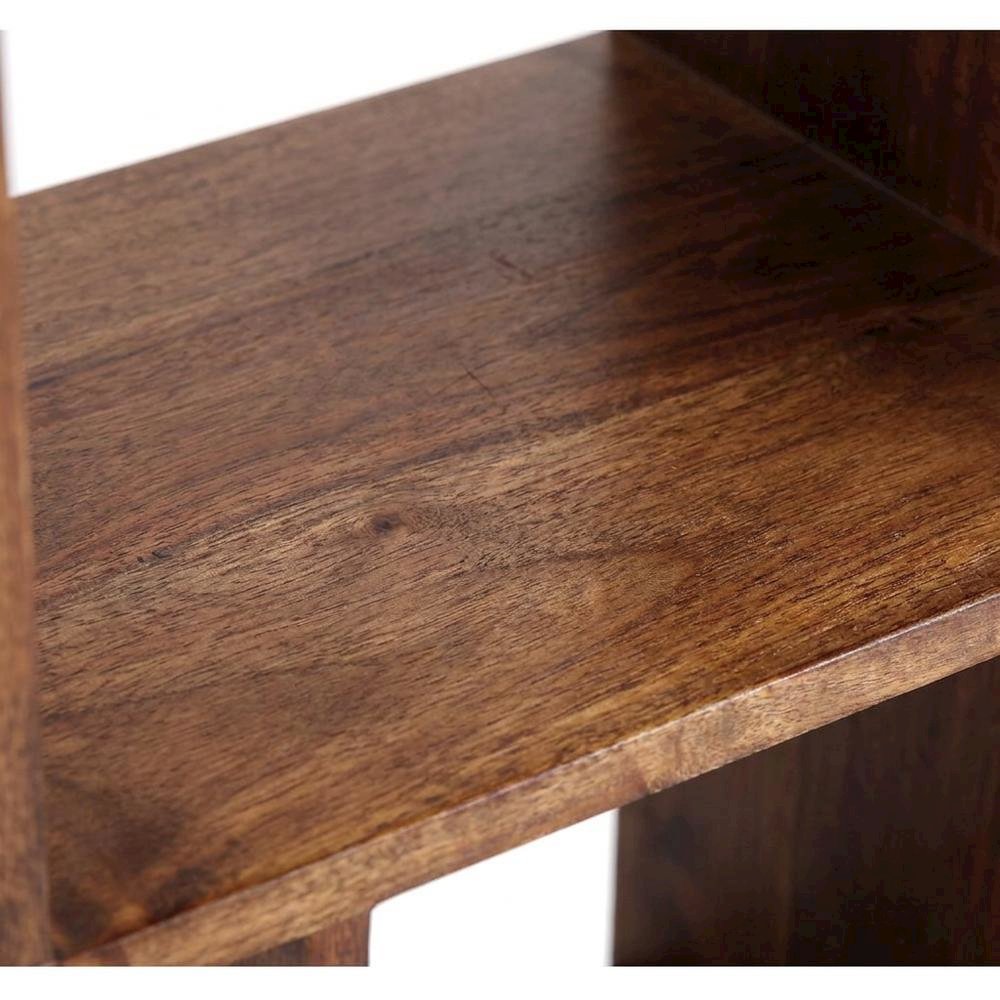 Solid Acacia Wood Bookcase with Open Shelving for Living Room Storage