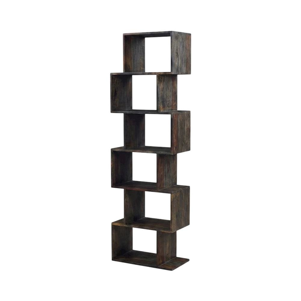Solid Sheesham Wood Bookcase with Open Shelves for Living Room
