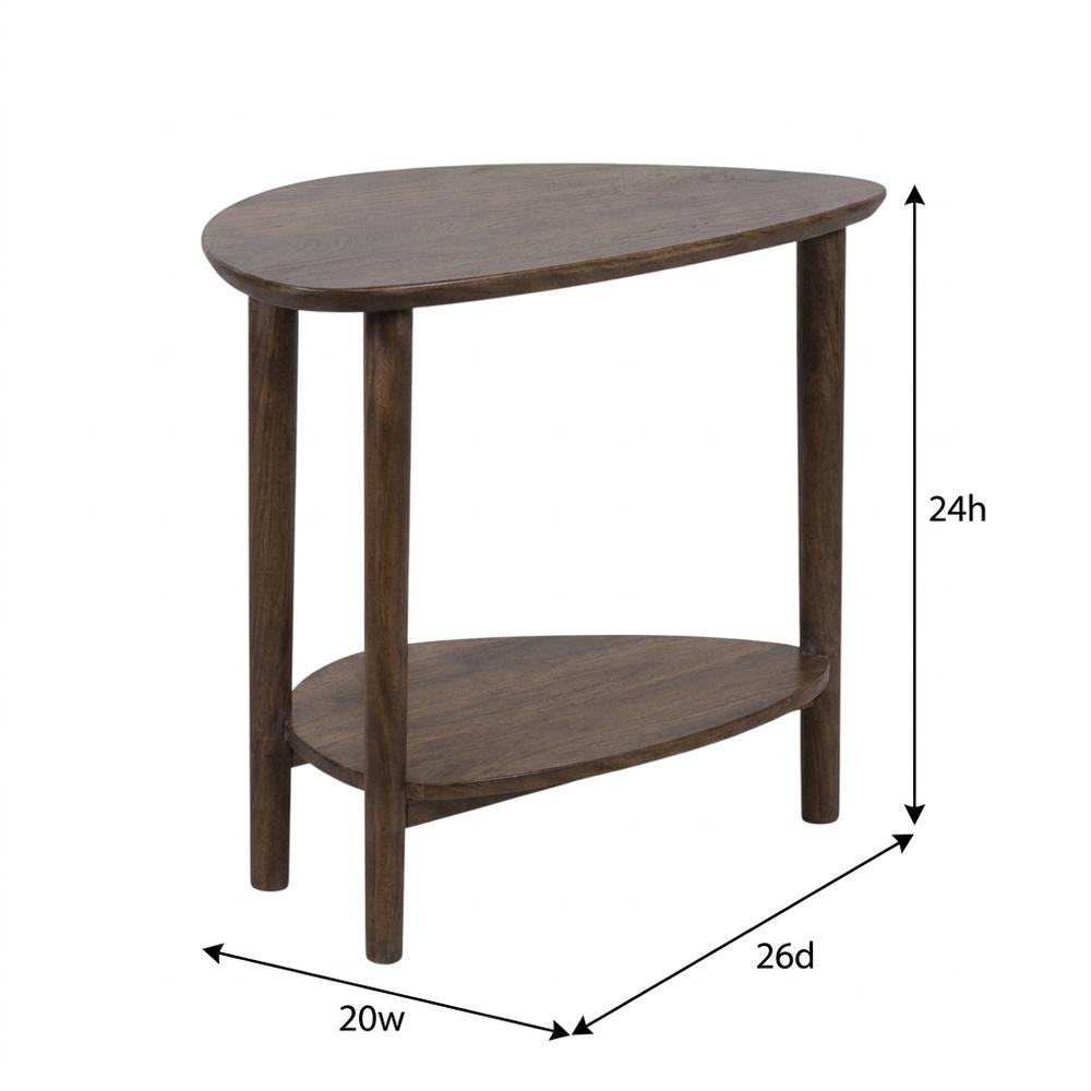 Solid Acacia Wood End Table with Lower Shelf and Rustic Farmhouse Style