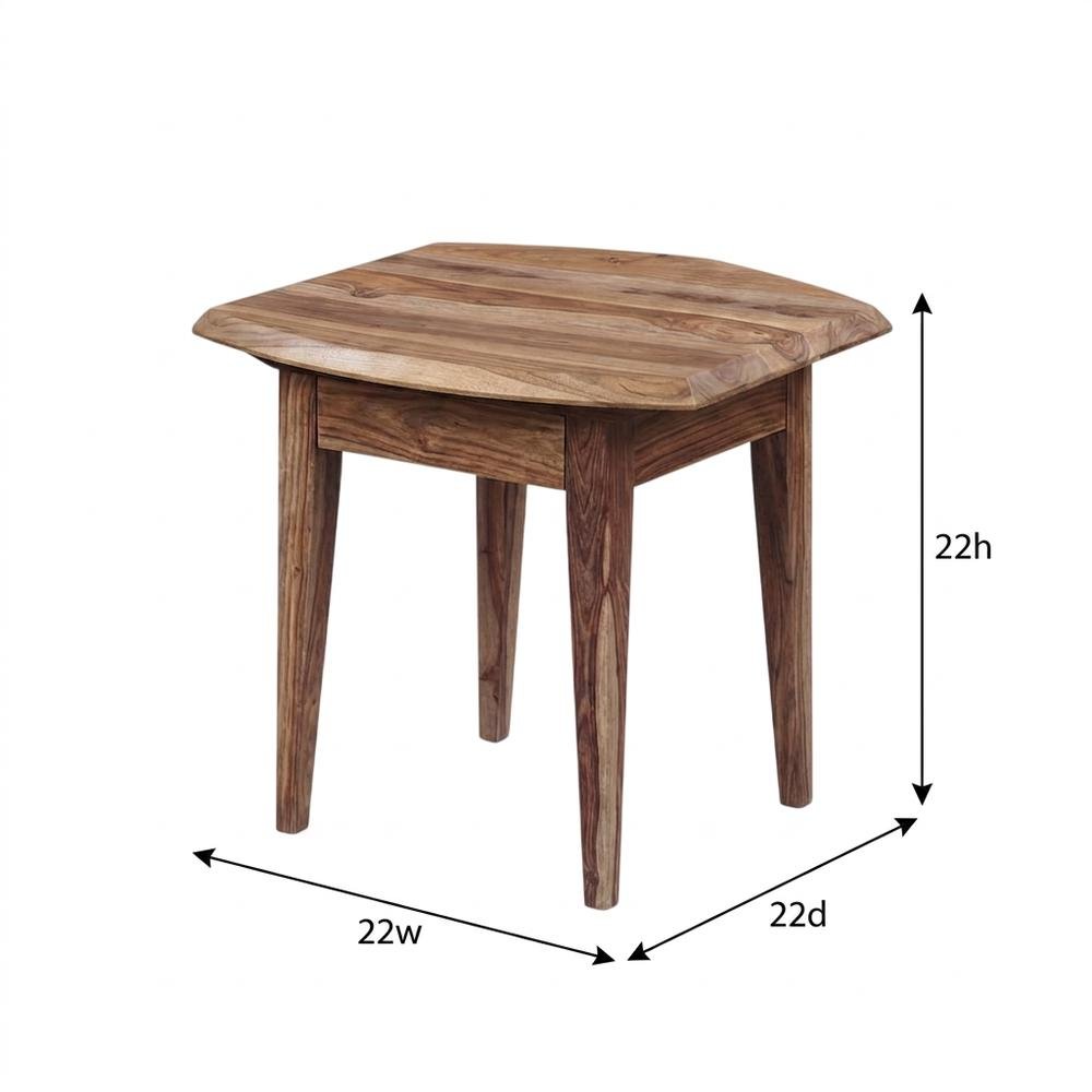 Solid Sheesham Wood Mid-Century Modern Accent End Table for Living Room