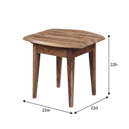 Solid Sheesham Wood Mid-Century Modern Accent End Table for Living Room