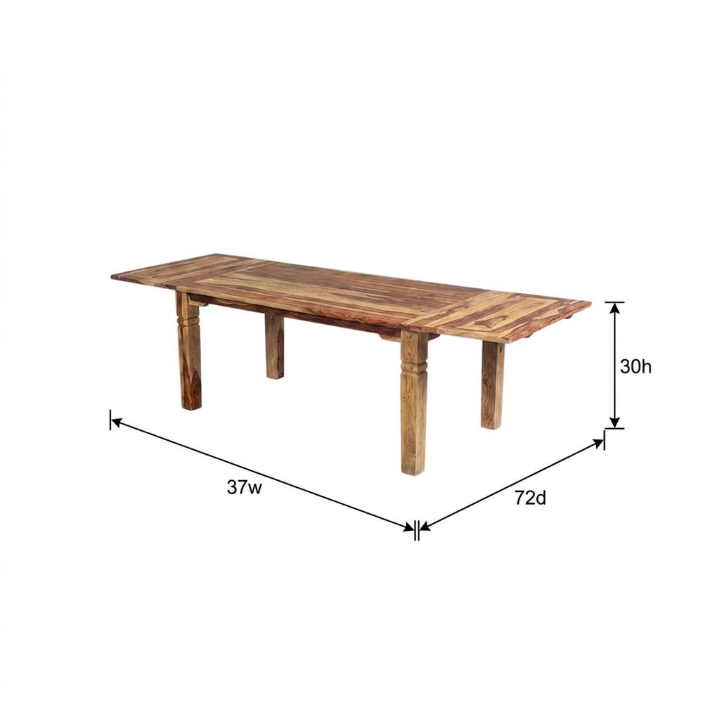 Solid Sheesham Wood Extendable Dining Table with Expandable Leaf for Dining Room