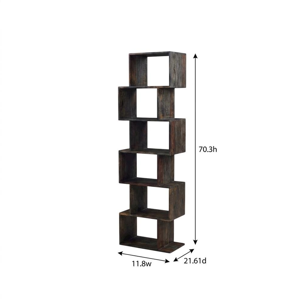 Solid Sheesham Wood Bookcase with Open Shelves for Living Room