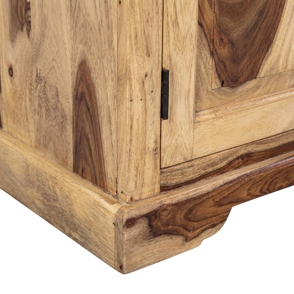 Solid Sheesham Wood Nightstand with Open Shelf, Bohemian Bedside Table