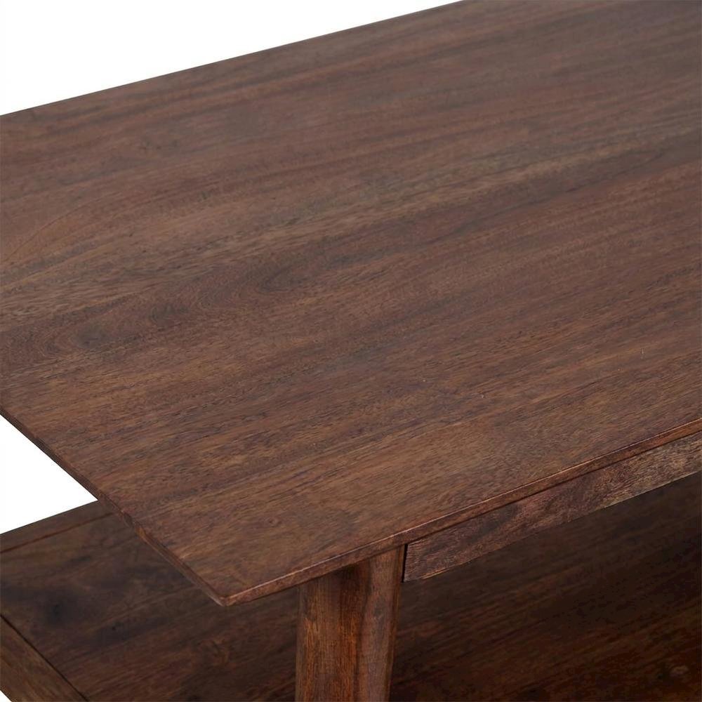Solid Acacia Wood Coffee Table with Mid-Century Modern Style for Living Room