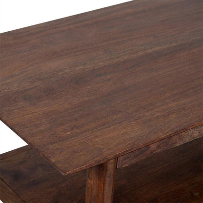 Solid Acacia Wood Coffee Table with Mid-Century Modern Style for Living Room