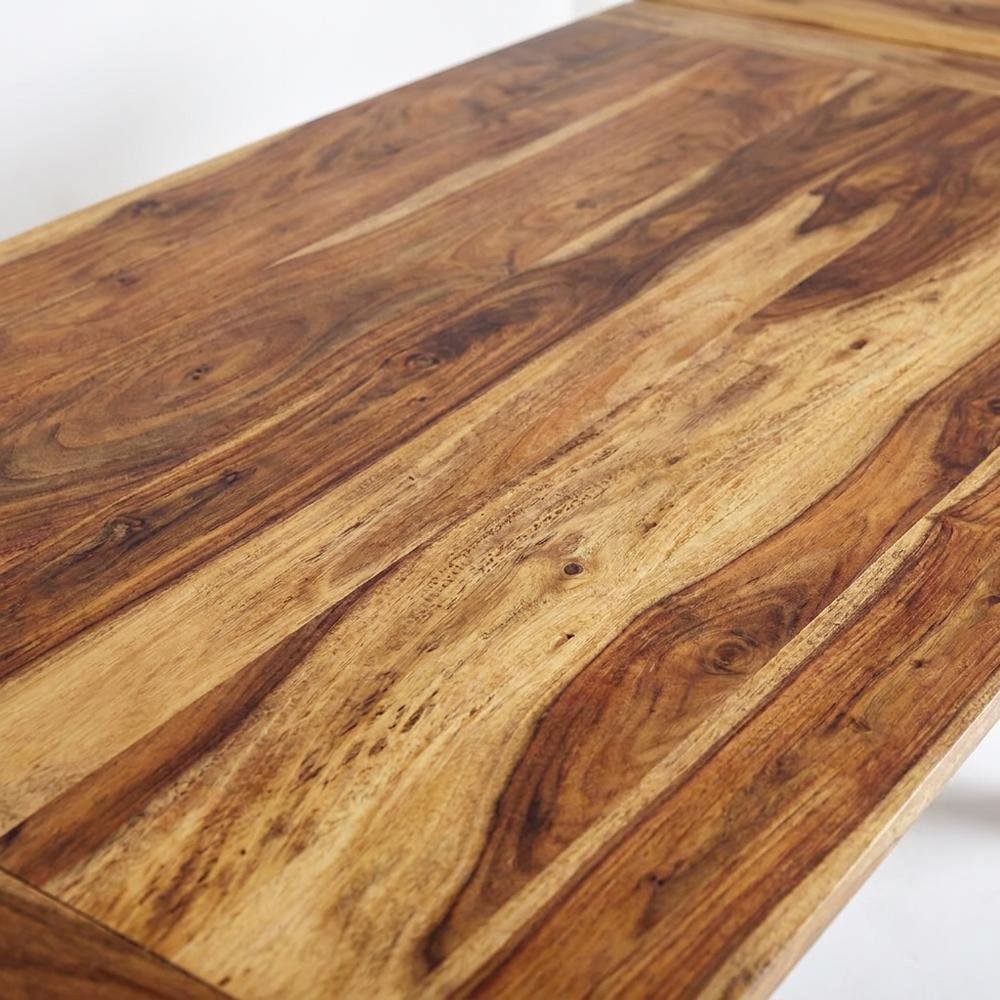 Solid Sheesham Wood Extendable Dining Table with Expandable Leaf for Dining Room