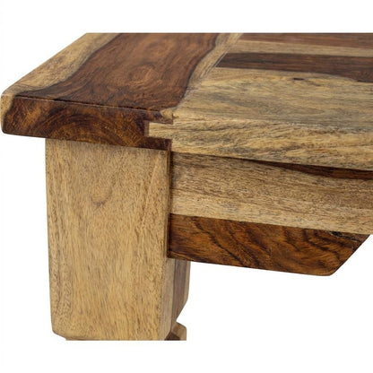 Solid Sheesham Wood Dining Bench with Bohemian Eclectic Style for Dining Room