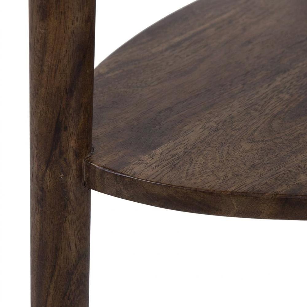 Solid Acacia Wood End Table with Lower Shelf and Rustic Farmhouse Style
