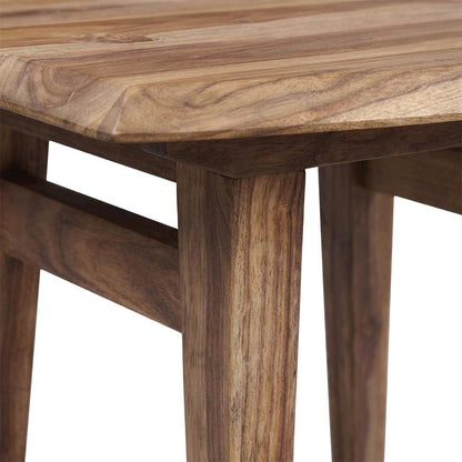 Solid Sheesham Wood Mid-Century Modern Accent End Table for Living Room