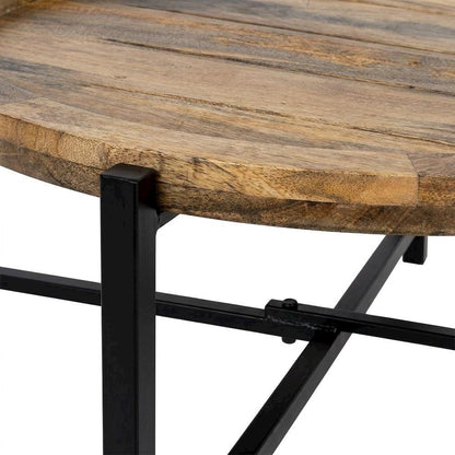 Solid Wood Industrial Loft Farmhouse Coffee Table for Living Room