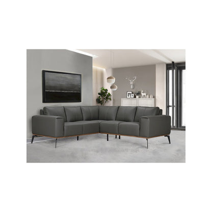 Porter Designs Pietro Top Grain Leather Sectional, Gray