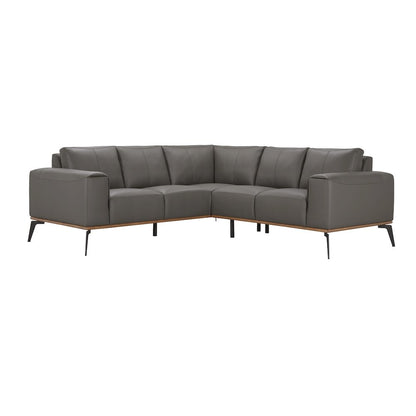 Porter Designs Pietro Top Grain Leather Sectional, Gray