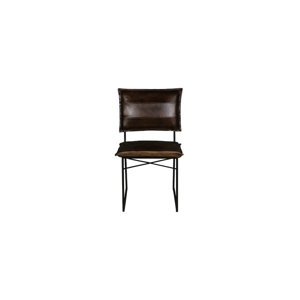 Porter Designs Malin Top Quality Leather Dining Chair, Dark Brown (Set of 2)