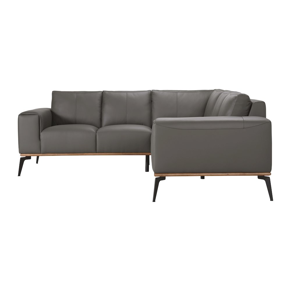 Porter Designs Pietro Top Grain Leather Sectional, Gray