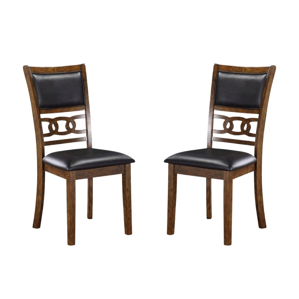 Faux Leather Dining Chairs Set of 2 Contemporary Brown