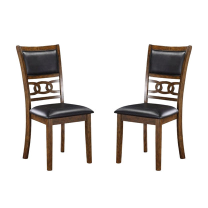 Faux Leather Dining Chairs Set of 2 Contemporary Brown
