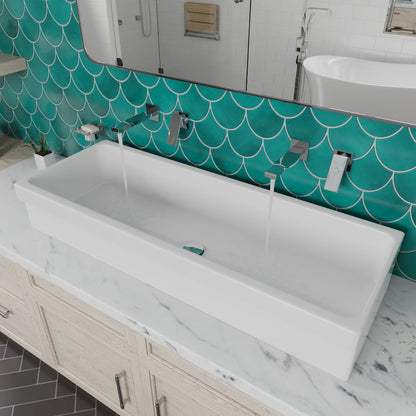 AB48TR 48" White Above Mount Fireclay Bath Trough Sink