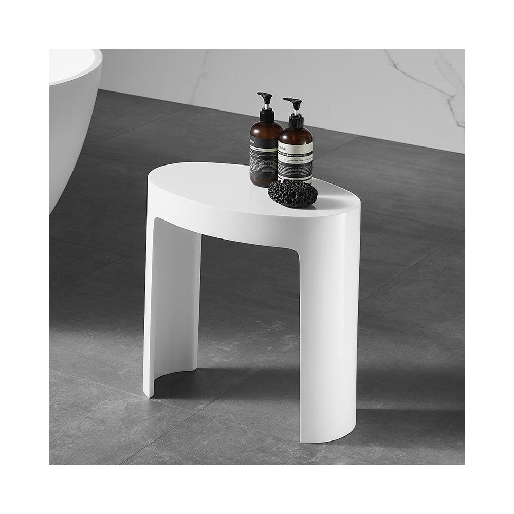 White Matte Solid Surface Resin Bathroom / Shower Stool