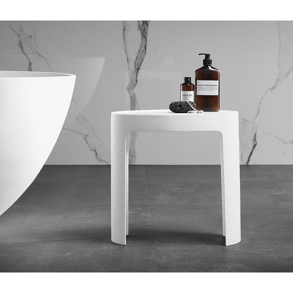 White Matte Solid Surface Resin Bathroom / Shower Stool