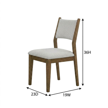 Set of 2 Walnut Oak Dining Chairs with Gray Fabric, Contemporary Style