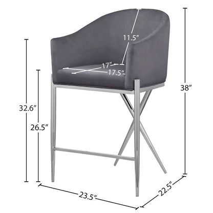 Xavier Grey Velvet Counter Stool