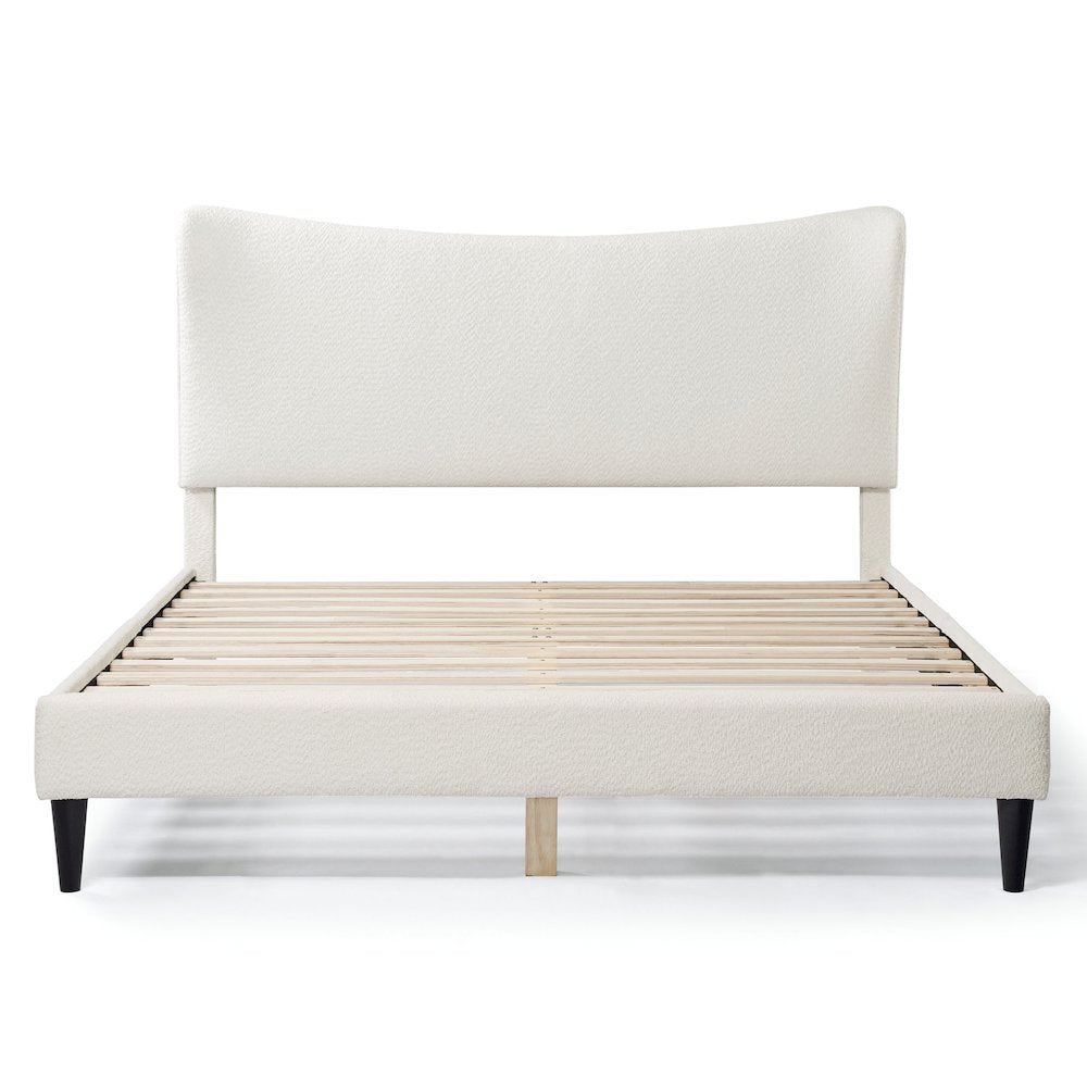 Furniture of America Lila Boucle Fabric Mattress Ready Queen Bed in White