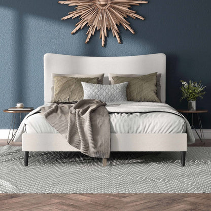 Furniture of America Lila Boucle Fabric Mattress Ready Queen Bed in White