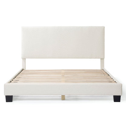 Furniture of America Lila Boucle Fabric Mattress Ready Queen Bed in White