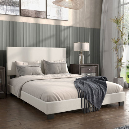 Furniture of America Lila Boucle Fabric Mattress Ready Queen Bed in White