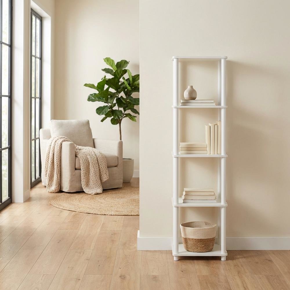 Wood 4-Tier Open Bookcase with Stylish Design for Living Room or Office