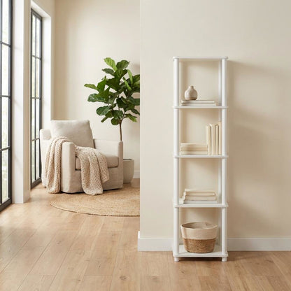 Wood 4-Tier Open Bookcase with Stylish Design for Living Room or Office