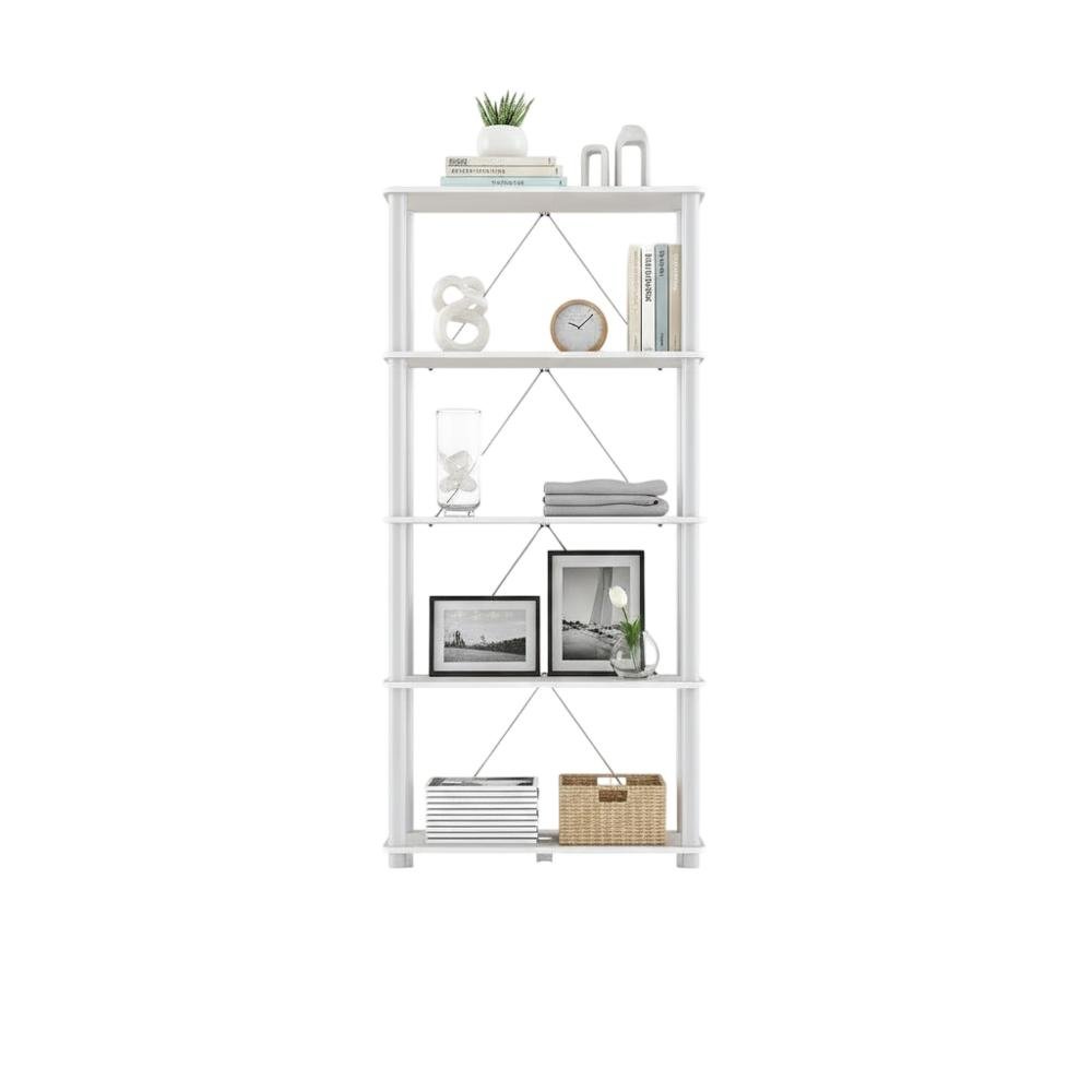 Wooden 5-Tier Bookcase with Open Shelves for Living Room and Office