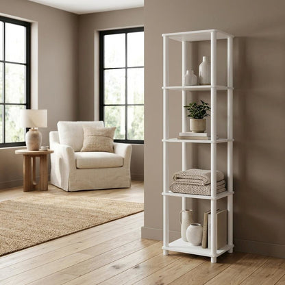 Wood 5-Tier Open Bookcase with Multiple Shelves and Sturdy Construction