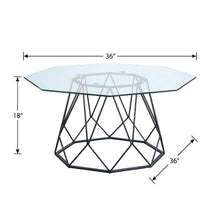 Black Steel Coffee Table with Tempered Glass Top and Modern Style