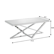 Silver Metal Coffee Table with Mirror Top and Sturdy Steel Frame for Living Room