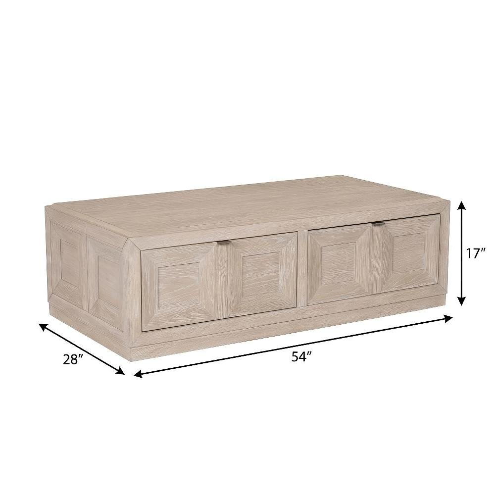 Brown Modern Solid Wood Coffee Table with Casters and Durable Rubberwood Surface