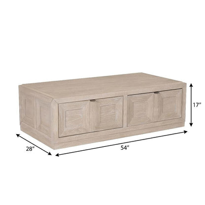 Brown Modern Solid Wood Coffee Table with Casters and Durable Rubberwood Surface