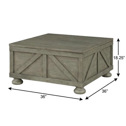 Gray Wood Hidden Storage Coffee Table with Pine Veneer and MDF Surface