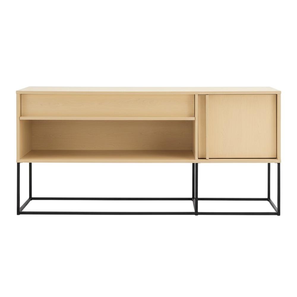 Orange TV Stand with LED Lights and Engineered Wood Construction