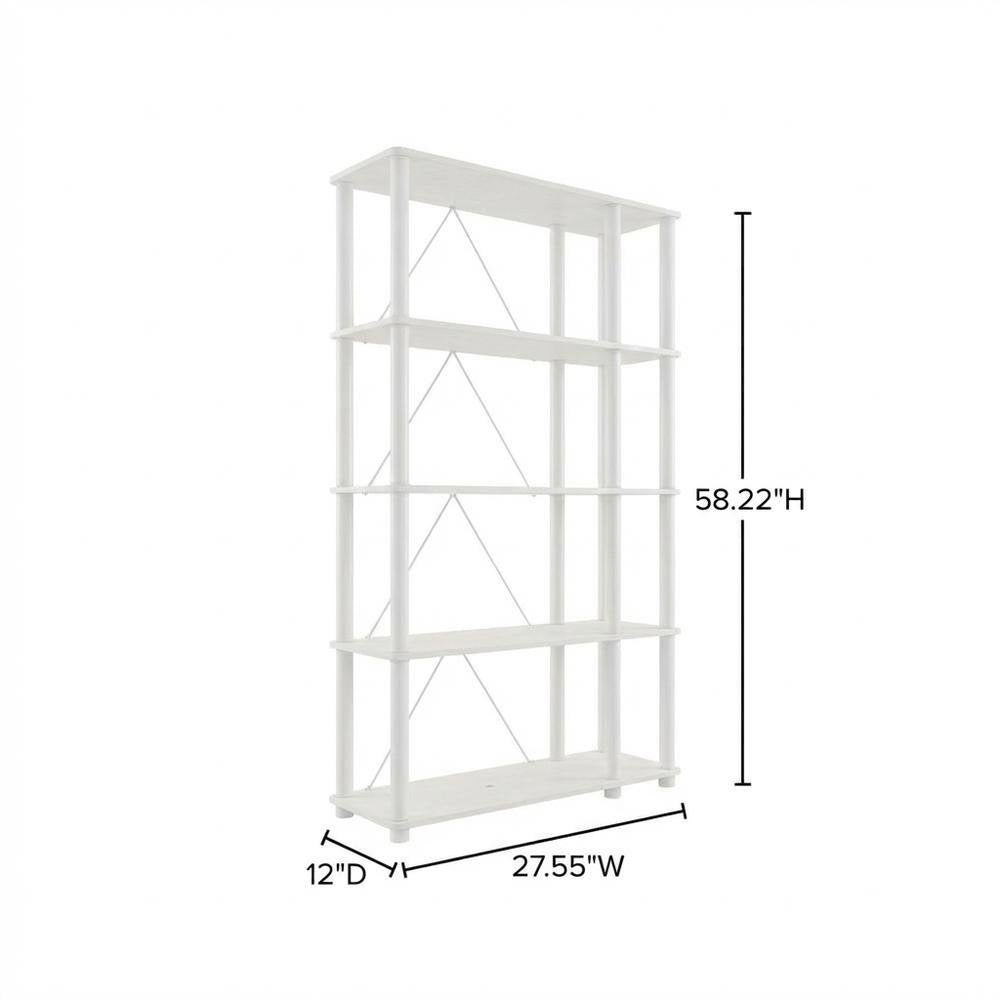 Sturdy 5-Tier Wooden Open Bookcase for Home and Office Storage