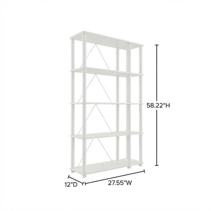 Sturdy 5-Tier Wooden Open Bookcase for Home and Office Storage